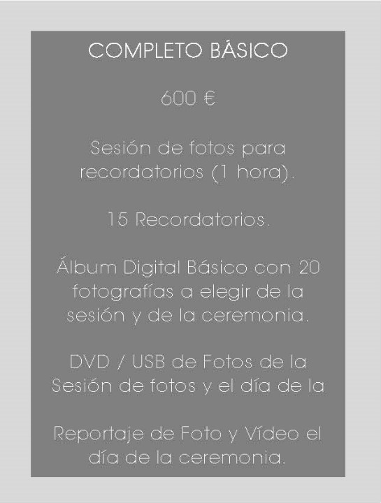 Reportaje de bautizo - Tarifas