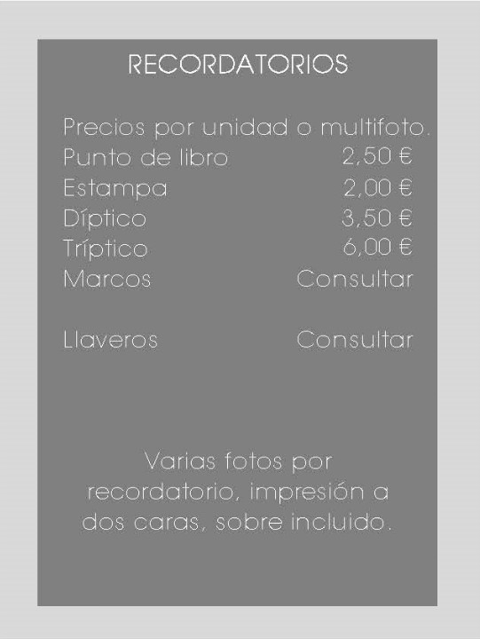 Reportaje de bautizo - Tarifas